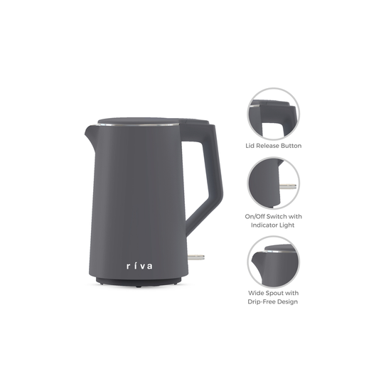 Riva Cool Touch Kettle 1.7L Coal Grey RVGK001