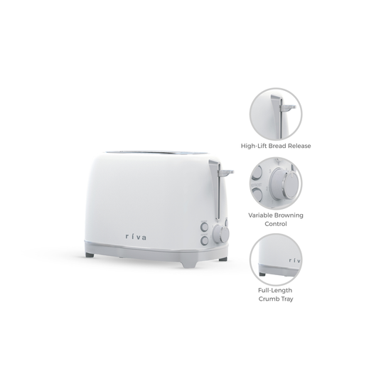 Riva Stainless Steel 2-Slice Toaster Matt White RVWT002