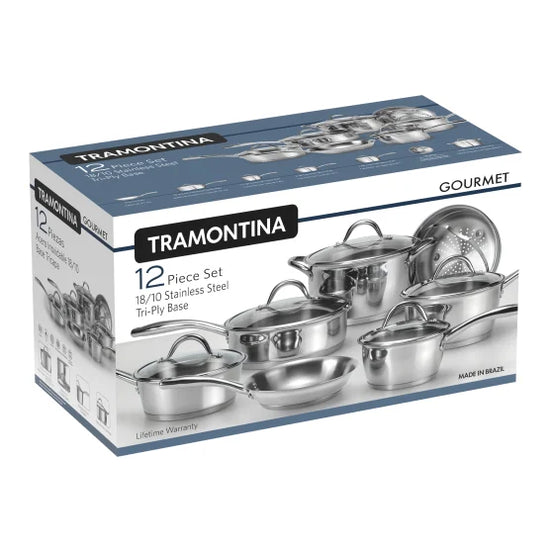 Tramontina Stainless Steel Cookware Set with Tri-Ply Base, 7-Piece 65650148