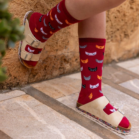 Swole Panda Bamboo Socks Red Cat