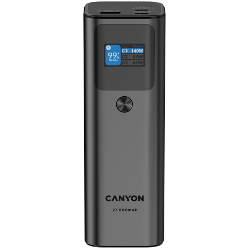 CANYON power bank PB-2010 TFT 27000 mAh 97.2Wh PD140W QC 3.0 Dark Grey