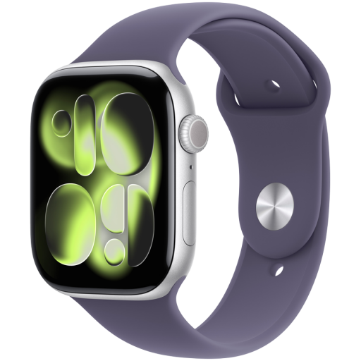 Apple Watch Series 11 GPS + Cellular 46mm Silver Aluminium Case with Purple Fog Sport Band - M/L,Model A3337