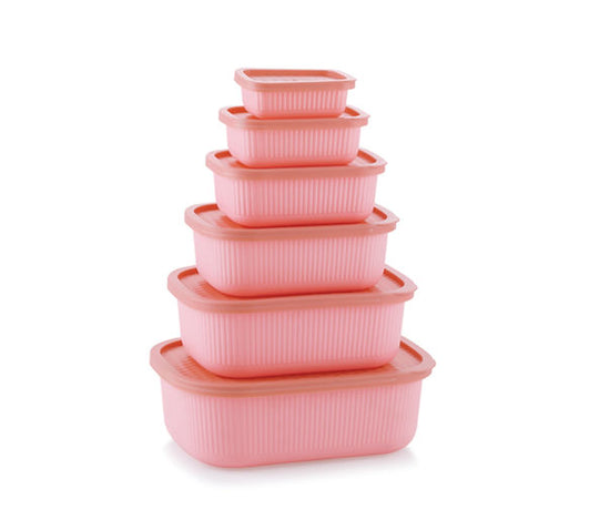 MASTERCOOK MARINA 6PC RECTANGULAR CONTAINER SET- PINK MCH 09