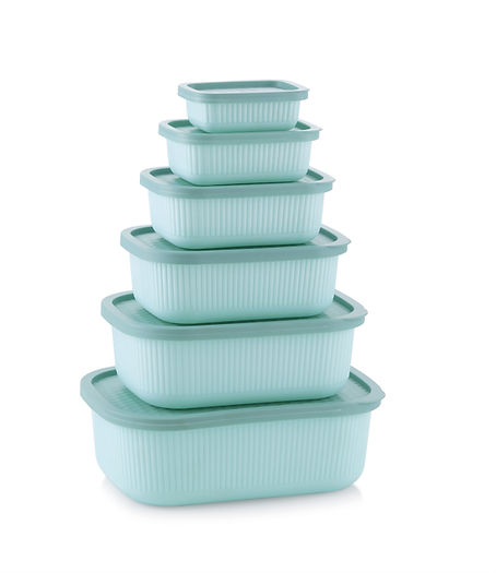 MASTERCOOK MARINA 6PC RECTANGULAR CONTAINER SET- GREEN MCH 10