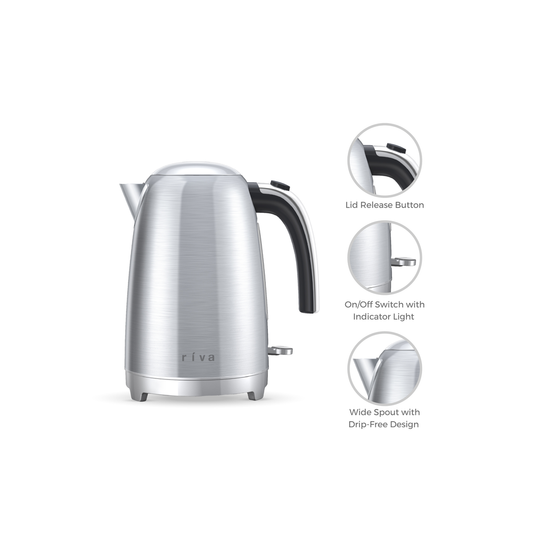 Riva Stainless Steel Kettle 1.7L Brushed Silver RVSK001