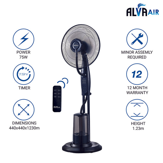 Alva 40cm Pedestal Mist Fan 3.2L With Remote ACS305