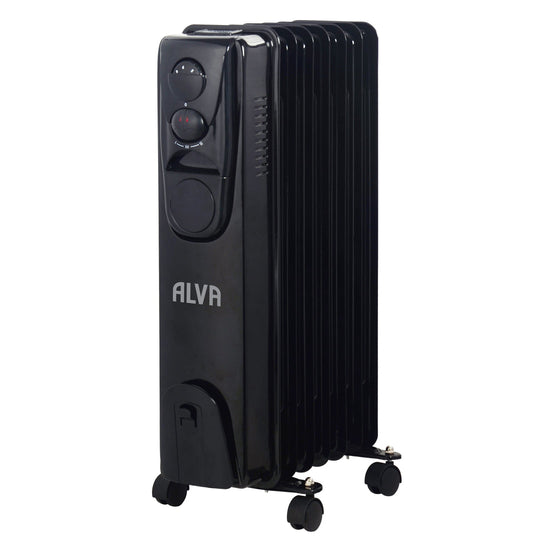 Alva 7 Fins 1500w Oil Filled Heater - Glossy Black AOH201-7