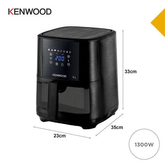 Kenwood - 6L Air Fryer with Grill Function & Window - HFG60.000BK