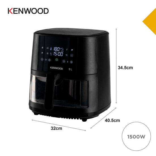 Kenwood - 9L Air Fryer with Grill Function & Window - HFG92.000BK
