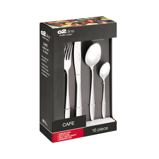 O2 Café Stainless Steel Cutlery Set 16pc 9253