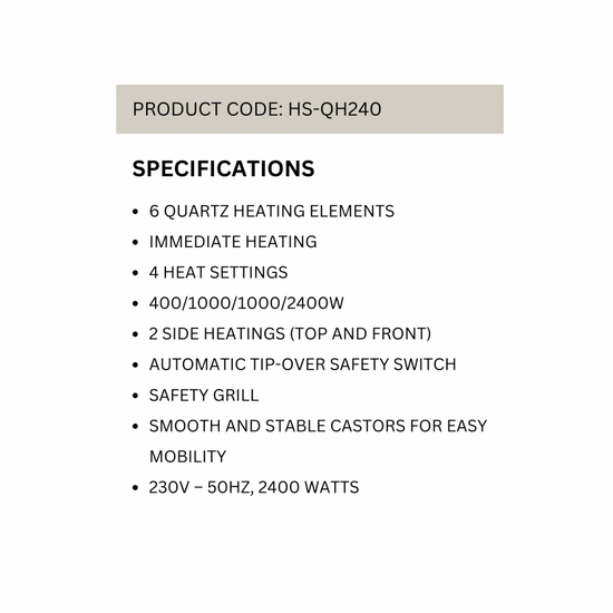 Homestar 2400W Quartz Heater HS-QH240