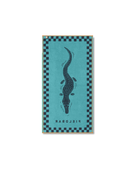 FIELDBAR Seabed Beach & Bath Towel / Sea Boat Blue 170cm x 90cm Nile Crocodile