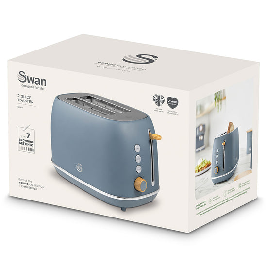 Swan Fjord Grey 2 Slice Toaster SFT2G