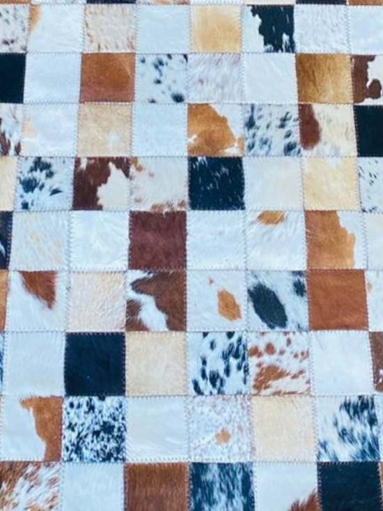cow hide patchwork table runner