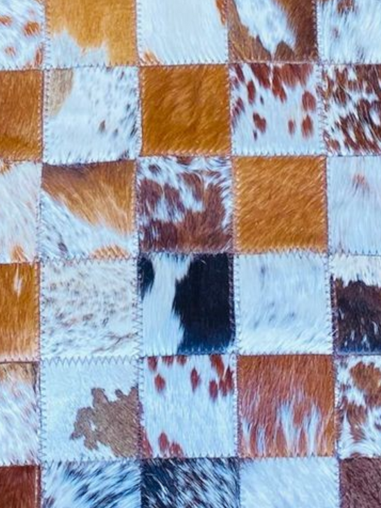 cow hide patchwork table runner