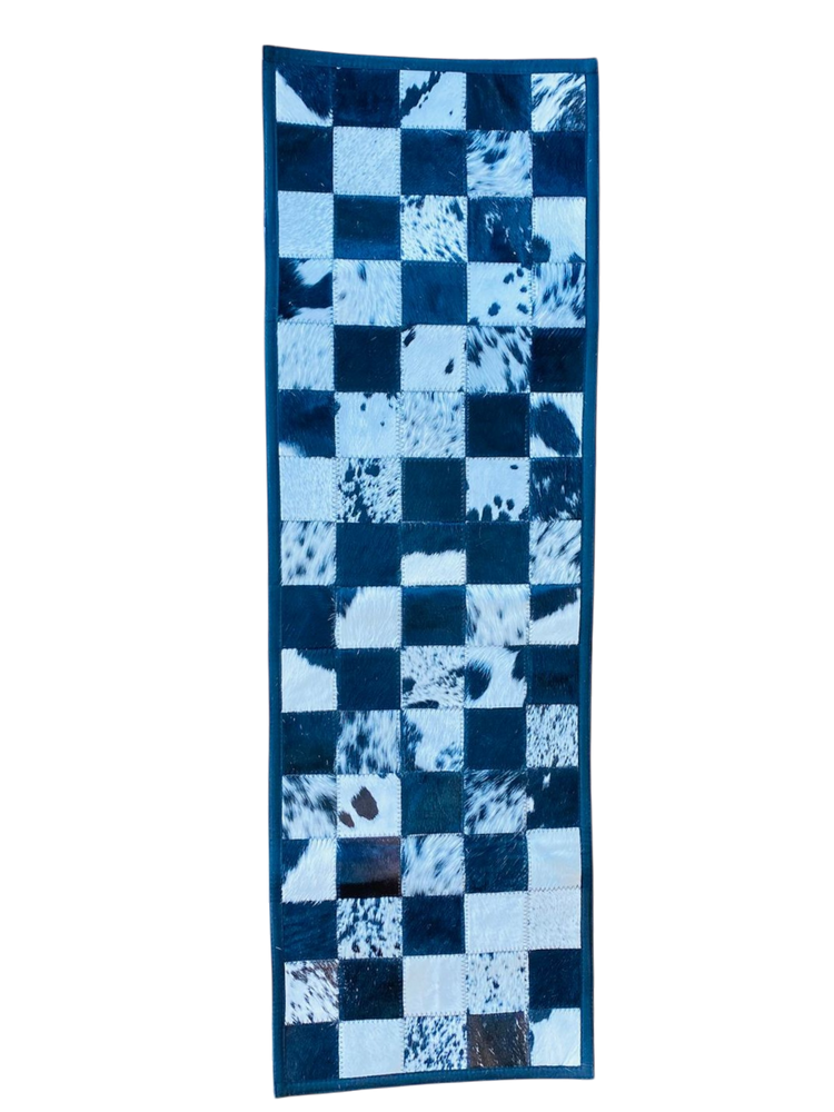 cow hide patchwork table runner