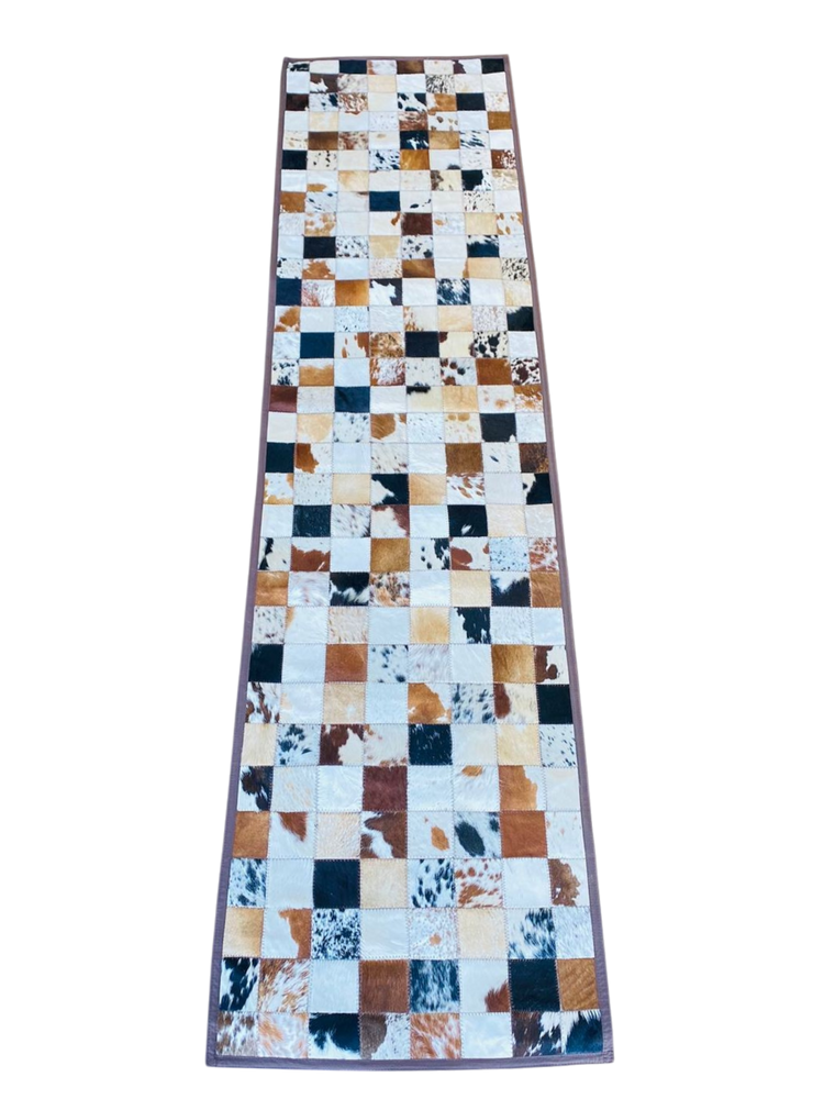 cow hide patchwork table runner