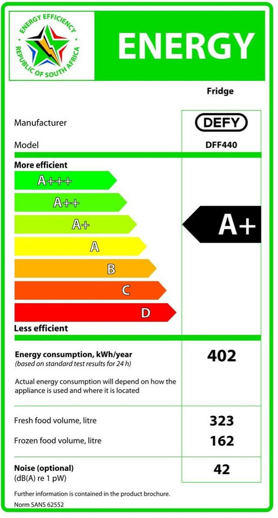 Defy 492Lt Boutique Noire French Door Fridge - DFF440