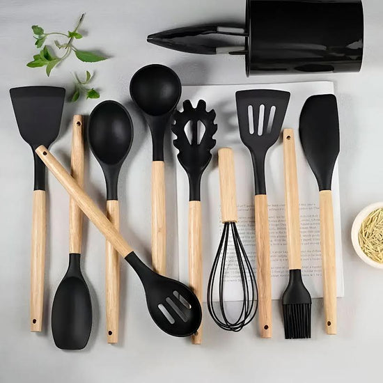 Kitchen Life 12 Piece Kitchen Utensil Set Black