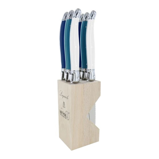Andre Verdier Steak Knife Set with Stand, 6-Piece Ocean