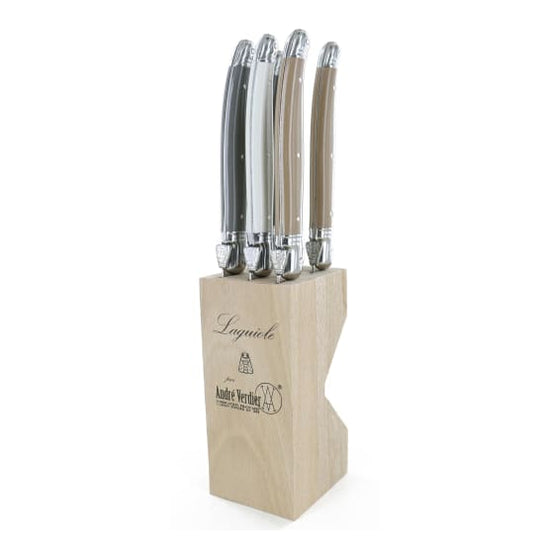 Andre Verdier Steak Knife Set with Stand, 6-Piece Twill
