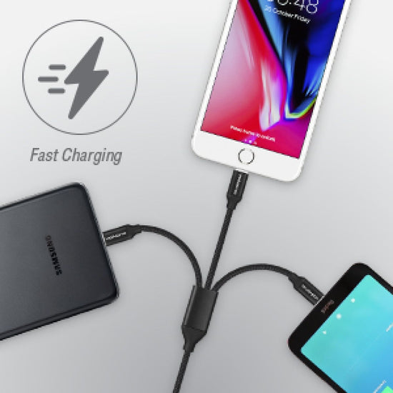 Volkano Weave Series 1M 3-in-1 Charge Cable Black