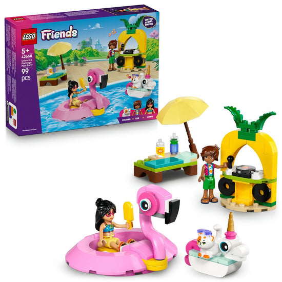 LEGOĀ® Friends Unicorn & Flamingo Pool Party Toy Building Set 42658