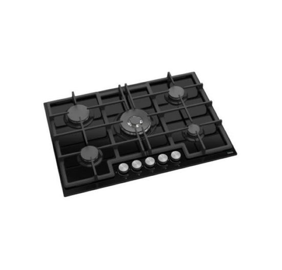 Ferre 75cm 5 Gas Burner Black Glass Top Hob-- ED035