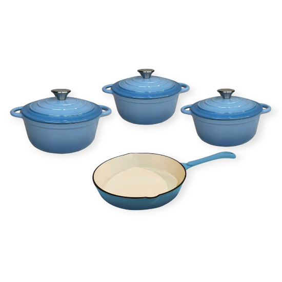 Cast Iron Pot Set 7 Piece Sky Blue CH1284