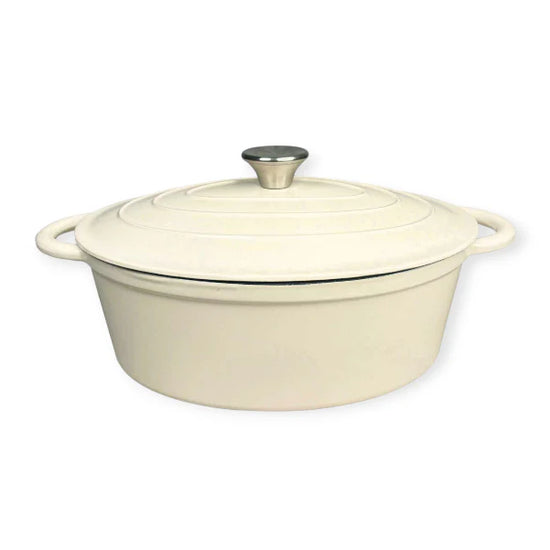 Cast Iron Oval Pot 30cm Cream CH1353
