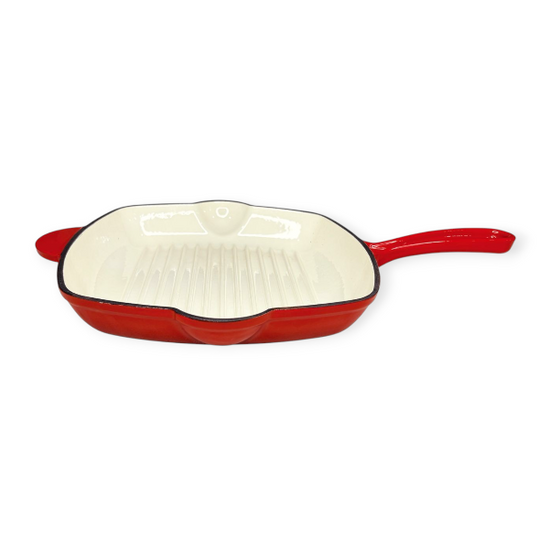 Cast Iron Square Frying Pan 27cm Red CH1292