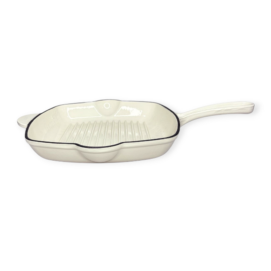 Cast Iron Square Frying Pan 27cm Cream CH1295