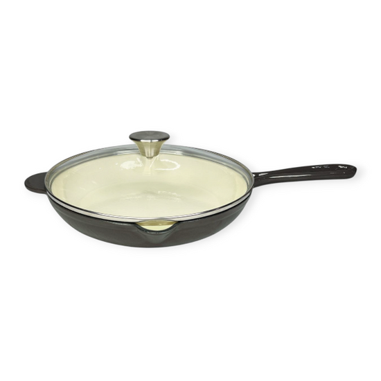 Cast Iron Frying Pan with Glass Lid 27cm Grey CH1289