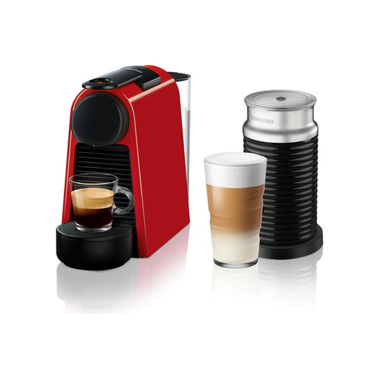 Nespresso Essenza Bundle 1450w Mini Automatic Espresso Machine With Aeroccino Milk Frother - Ruby Red 90009475