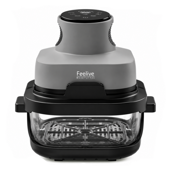 Feelive Crispy Dual Glass Digital Air Fryer 4L + 1.5L | 1500W | 4-in-1 Healthy Oil-Free Cooking AF534T