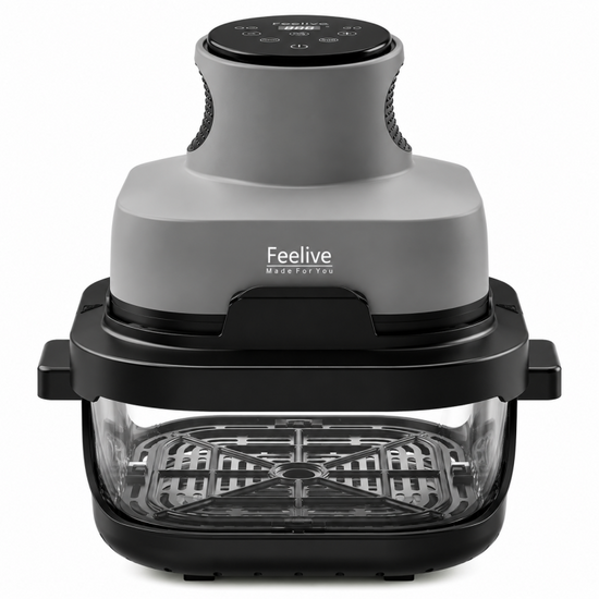 Feelive Crispy Dual Glass Digital Air Fryer 4L + 1.5L | 1500W | 4-in-1 Healthy Oil-Free Cooking AF534T