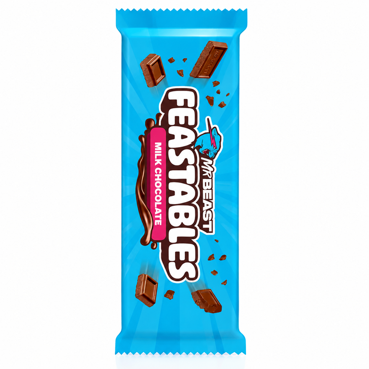 Mr. Beast Feastables Milk Crunch Chocolate Bar 60g - box angle