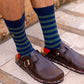 Swole Panda Bamboo Socks Green & Teal Striped