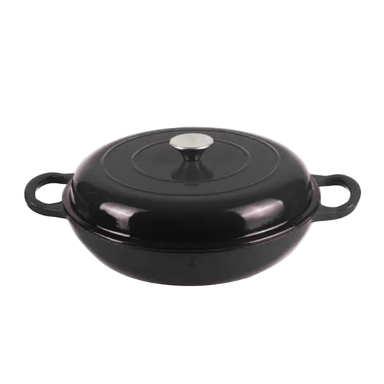 CAST IRON SHALLOW CASSEROLE 26CM BLACK CH1442