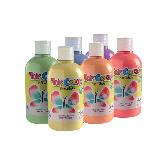 Toy Color - Colourbox 6 Bottles Pastel Shades Superwashable Ready Tempera - 500ml