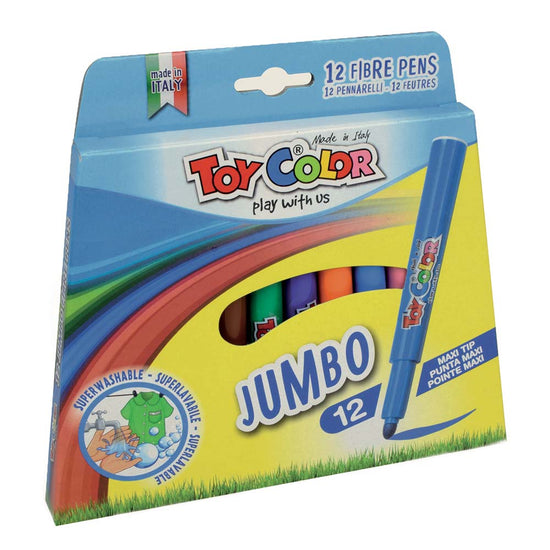 Toy Color - Fibre Pens - Jumbo - 12 Colours Retail Hanger Pack
