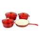 Cast Iron 7 Piece Cookware Pot Set Red