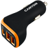 CANYON C-08, Universal 3xUSB car adapter, Input 12V-24V, Output DC USB-A 5V/2.4A(Max) + Type-C PD 18W, with Smart IC, Black+Orange with rubber coating, 71*39*26.2mm, 0.028kg