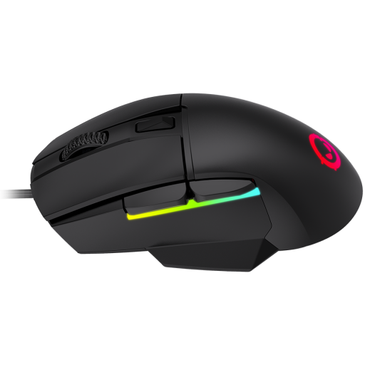 LORGAR Jetter 357, gaming mouse, Optical Gaming Mouse with 6 programmable buttons, Pixart ATG4090 sensor, DPI can be up to 8000, 30 million times key life, 1.8m PVC USB cable, Matt UV coating and RGB lights with 4 LED flowing mode, size:124.90*71.65*