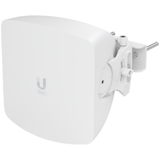 UBIQUITI Wave AP; Max. throughput: 5.4 Gbps (2.7 Gbps duplex); 30° sector coverage; 5 GHz weatherproof backup radio (Max. throughput: 800 Mbps); 2.5 GbE and (1) 10G SFP+ WAN ports; Integrated GPS & Bluetooth; 15 client capacity: Wave Pro (8 km link r