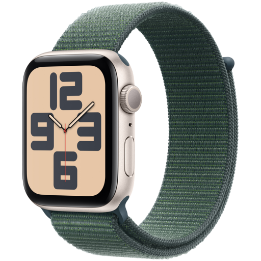 Apple Watch SE GPS 40mm Starlight Aluminium Case with Lake Green Sport Loop,Model A2722
