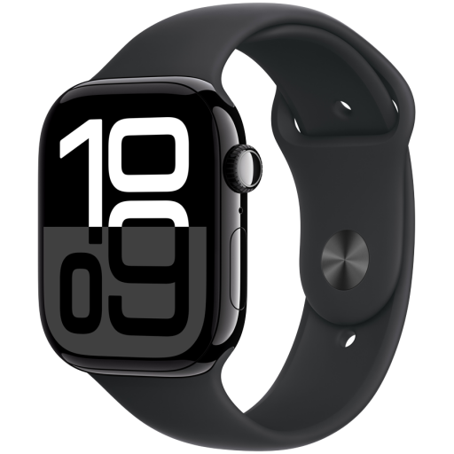 Apple Watch Series 10 GPS 42mm Jet Black Aluminium Case with Black Sport Band - S/M,Model A2997