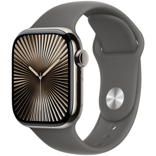 Apple Watch Series 10 GPS + Cellular 42mm Natural Titanium Case with Stone Grey Sport Band - S/M,Model A3001