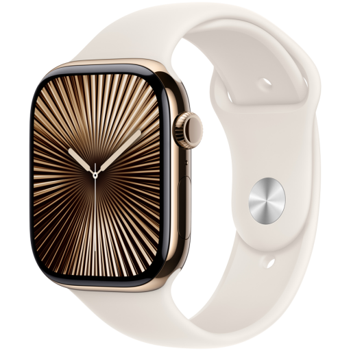 Apple Watch Series 10 GPS + Cellular 42mm Gold Titanium Case with Starlight Sport Band - M/L,Model A3001
