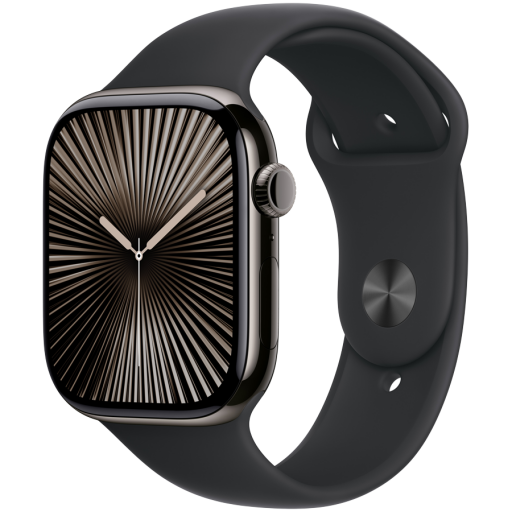 Apple Watch Series 10 GPS + Cellular 46mm Slate Titanium Case with Black Sport Band - S/M,Model A3003